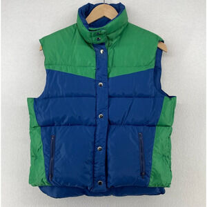 SWELLWEAR Vest Womens L Reversible Down Puffer Insulated Blue Green Vintage 80s